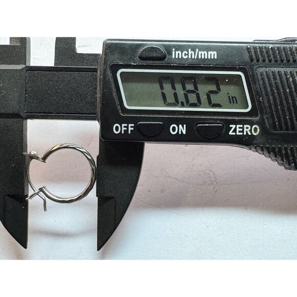 Estate Sterling Silver 925 Textured Hoop Earrings 0.82” Classic Vintage - Picture 7 of 8